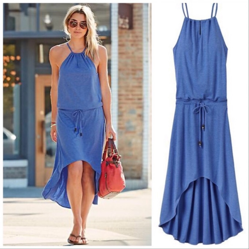 Athleta Blue High-Low Halter Dress